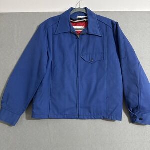 Vintage Mens Blue Chore Coat Work Jacket M Full Zip Removable Quilted Liner USA